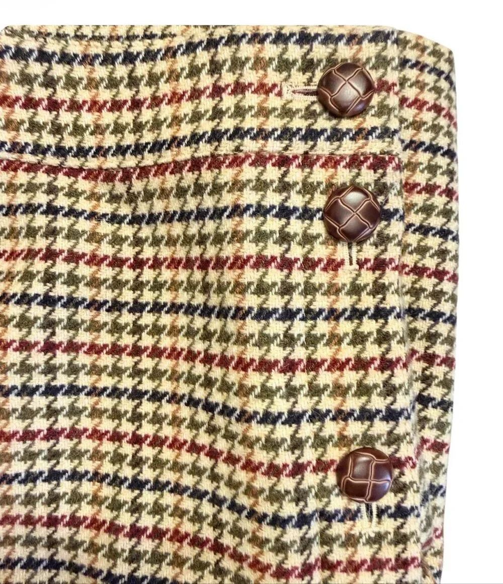 Talbots Wool Blend Houndstooth Mini Skirt 14Petite Brown Cream Preppy Classic - Picture 5 of 9